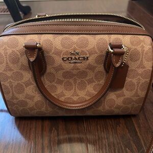 Coach Brown Signature Rowan Satchel Bag